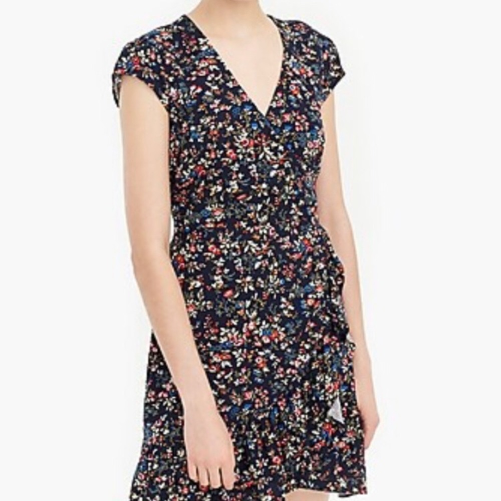 J. Crew Ruffle-Front Floral Mini Dresss